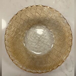 Indiana Glass marigold carnival Basket Weave Bowl